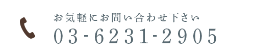 お気軽にお問い合わせ下さい 03-6231-2905